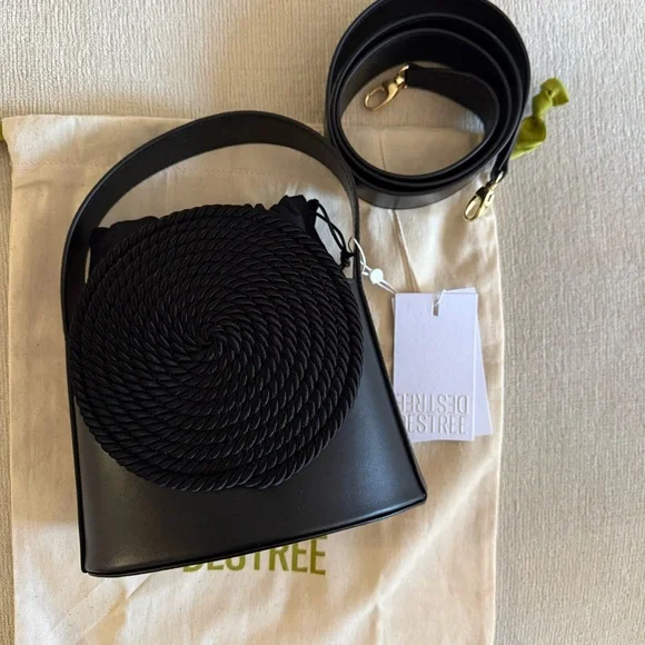 Destree Black Leather Bag Passementerie Rope Detail - Picture 2 of 5